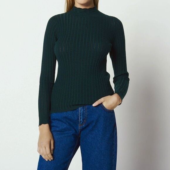Sandro Wool Blend High Neck Ribbed Knit Jumper Sweater - Picture 1 of 8